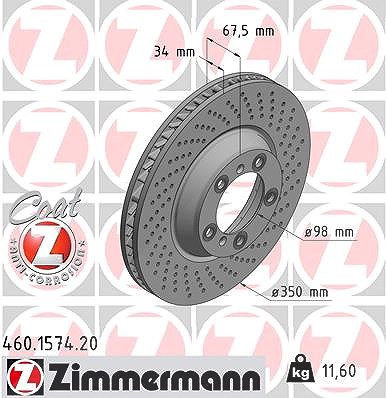 Zimmermann Bremsscheibe [Hersteller-Nr. 460.1574.20] für Porsche von Zimmermann