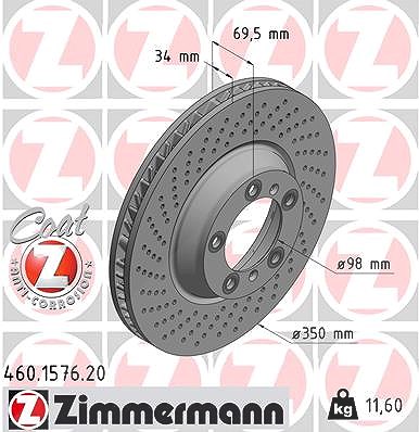 Zimmermann Bremsscheibe [Hersteller-Nr. 460.1577.20] für Porsche von Zimmermann