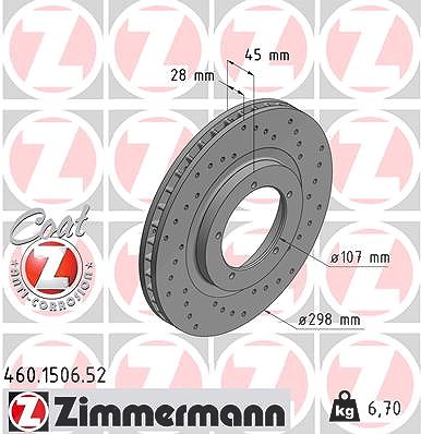 Zimmermann Bremsscheibe [Hersteller-Nr. 460.1506.52] für Porsche von Zimmermann