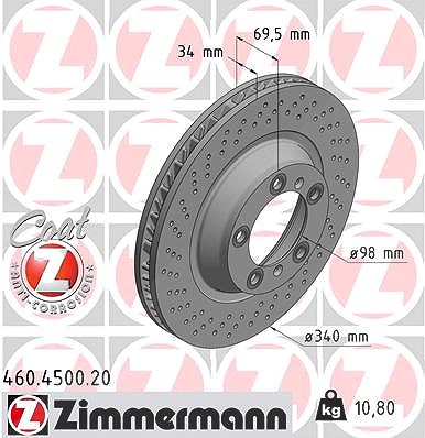 Zimmermann Bremsscheibe [Hersteller-Nr. 460.4500.20] für Porsche von Zimmermann