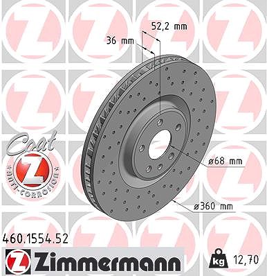 Zimmermann Bremsscheibe [Hersteller-Nr. 460.1554.52] für Porsche von Zimmermann