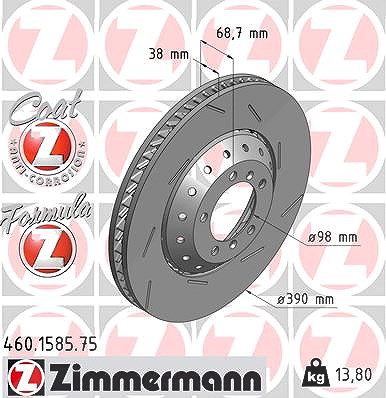 Zimmermann 1x Bremsscheibe Vorderachse rechts [Hersteller-Nr. 460.1585.75] für Porsche von Zimmermann