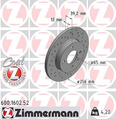 Zimmermann Bremsscheibe [Hersteller-Nr. 600.1602.52] für Seat, VW von Zimmermann