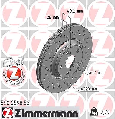 Zimmermann Bremsscheibe [Hersteller-Nr. 590.2598.52] für Toyota von Zimmermann
