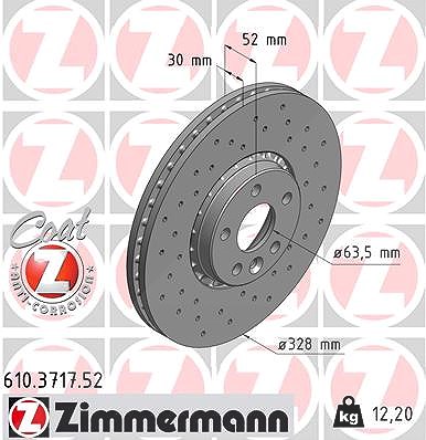 Zimmermann 1x Bremsscheibe Vorderachse Belüftet [Hersteller-Nr. 610.3717.52] für Volvo von Zimmermann