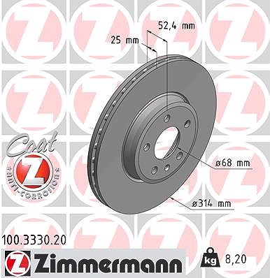 Zimmermann Bremsscheibe Vorderachse Belüftet [Hersteller-Nr. 100.3330.20] für Audi von Zimmermann