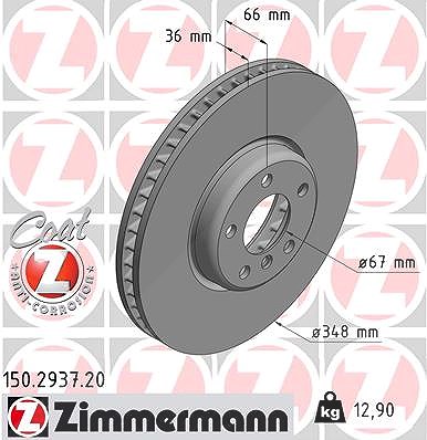 Zimmermann Bremsscheibe Vorderachse rechts [Hersteller-Nr. 150.2937.20] für BMW von Zimmermann
