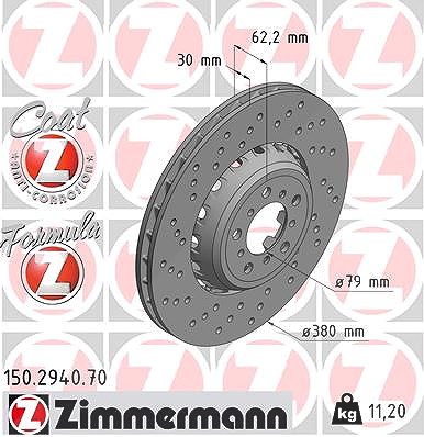 Zimmermann Bremsscheibe belüftet vorne links [Hersteller-Nr. 150.2940.70] für BMW von Zimmermann