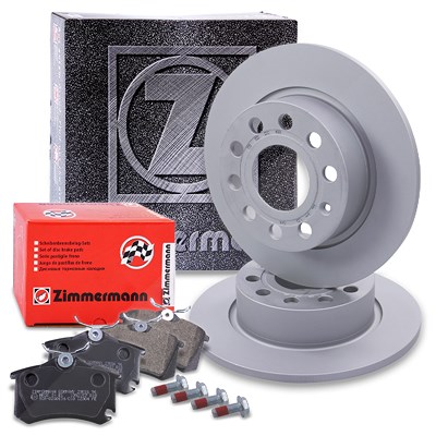 Zimmermann Bremsscheiben + Bremsbeläge Hinterachse für Audi, Seat, Skoda, VW von Zimmermann