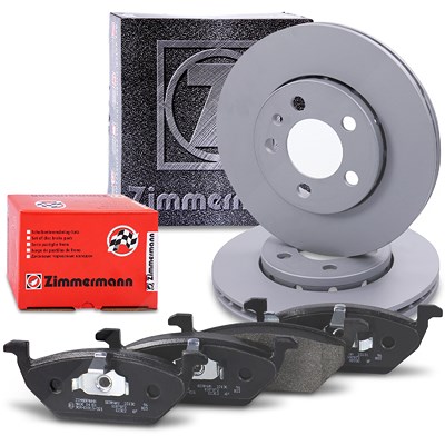 Zimmermann Bremsscheiben + Bremsbeläge Vorderachse für Audi, Seat, Skoda, Streetscooter, VW von Zimmermann