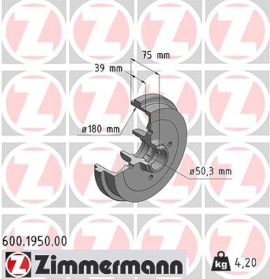 Zimmermann Bremstrommel [Hersteller-Nr. 600.1950.00] für Audi, Seat, VW von Zimmermann