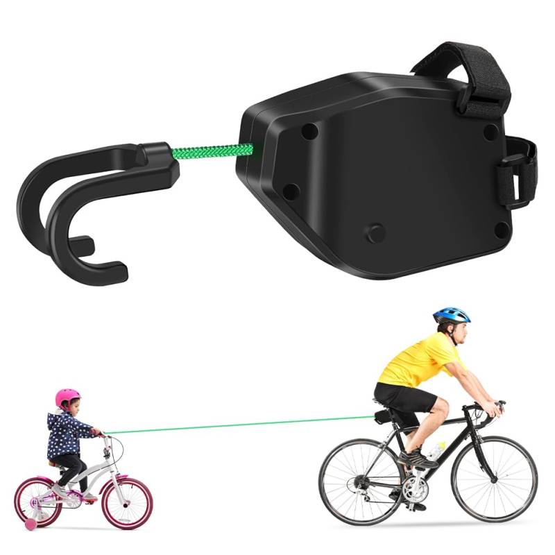 Zinueen Abschleppseil Fahrrad, Nylon, Schwarz, 2,5 m, 300 Pfund, Schnalle, Anhängerseil, Ziehseil für Fahrrad, E-Bike, Mountainbike, Rennrad, Outdoor Zubehör von Zinueen