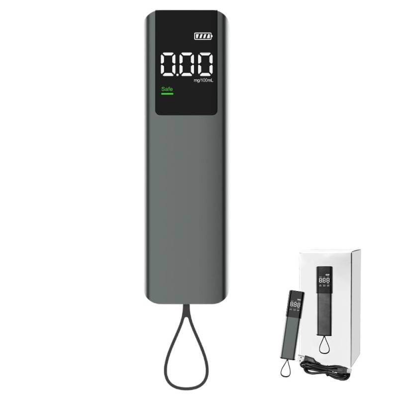 Zinueen Alkoholtester mit Promillemessgerät, Polizeigenau Alkomat mit Digitaler Blauer LCD-Anzeige, Professioneller Alkoholmessgerät mit Halbleiter Sensorik von Zinueen