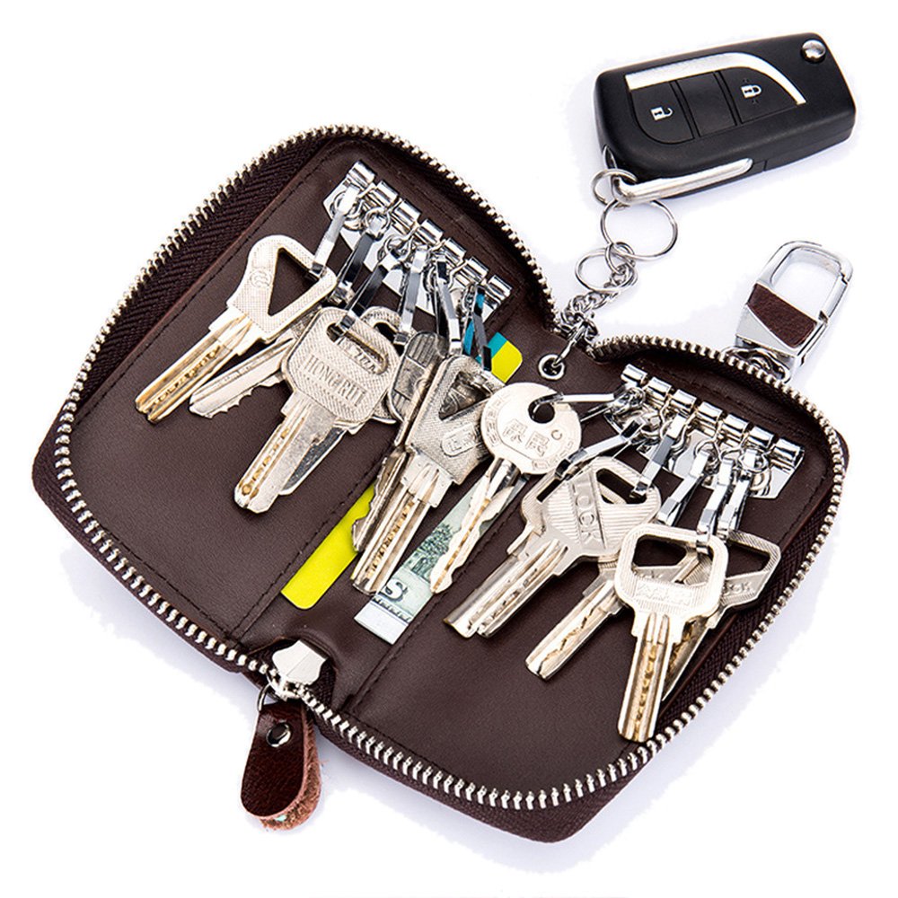 Zitokin Große Leder-Schlüsseltasche mit 12 Haken und 1 Schlüsselanhänger/Ring für Damen und Herren, coffee, Large Zitokin Große Leder-Schlüsseltasche mit 12 Haken und 1 Schlüsselanhänger/Ring für Damen und Herren, coffee, Large von Zitokin