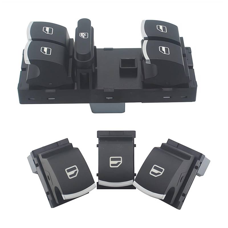4 PCS Chrome Master Fenster Schalter Auto Lift Control Taste/Passend for Golf MK5 MK6 Tiguan Touran Passat 5ND959857 5K4959857 von Zixmix