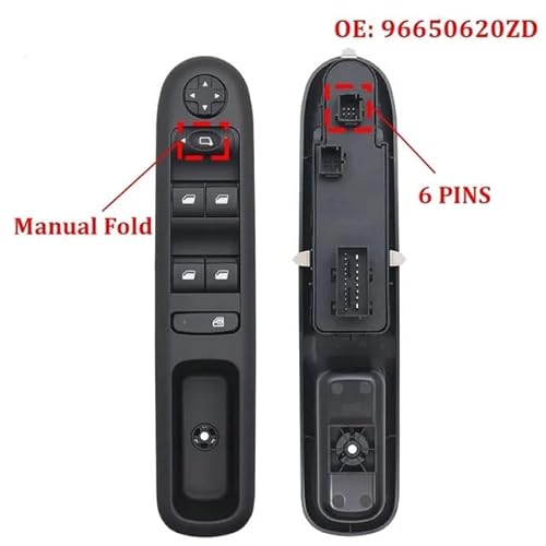 96650620ZD Vorne Links Auto Auto Master Fensterheber Schalter/Fit for Peugeot 3008 5008 Wagon 2009-2016 96650621ZD(Manual Fold) von Zixmix