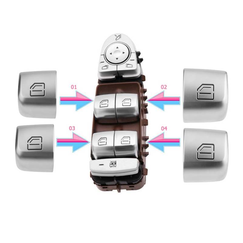 Auto Master Fenster Schalter Reparatur Taste Abdeckung Tür Glas Control Schalter Schlüssel Kappe/Fit for Mercedes Benz W205 W253 w213 CE GLC Klasse(4PCS) von Zixmix