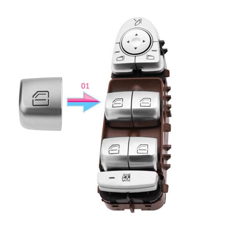 Auto Master Fenster Schalter Reparatur Taste Abdeckung Tür Glas Control Schalter Schlüssel Kappe/Fit for Mercedes Benz W205 W253 w213 CE GLC Klasse(Left 01) von Zixmix