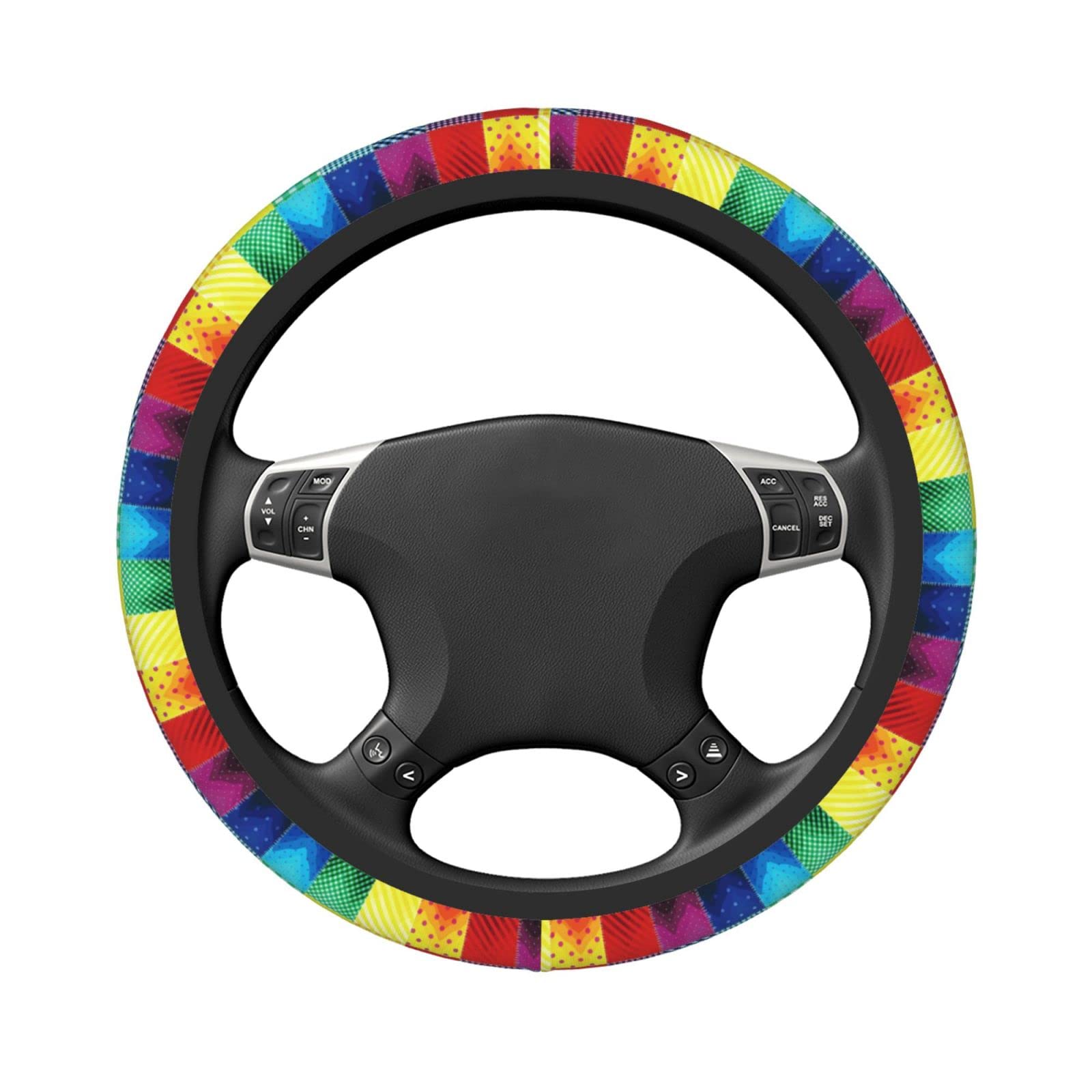 Lenkradbezug, Regenbogen-Quadrate, bunt, Auto-Lenkradbezug für Damen und Herren Lenkradbezug, Regenbogen-Quadrate, bunt, Auto-Lenkradbezug für Damen und Herren von Zltegako