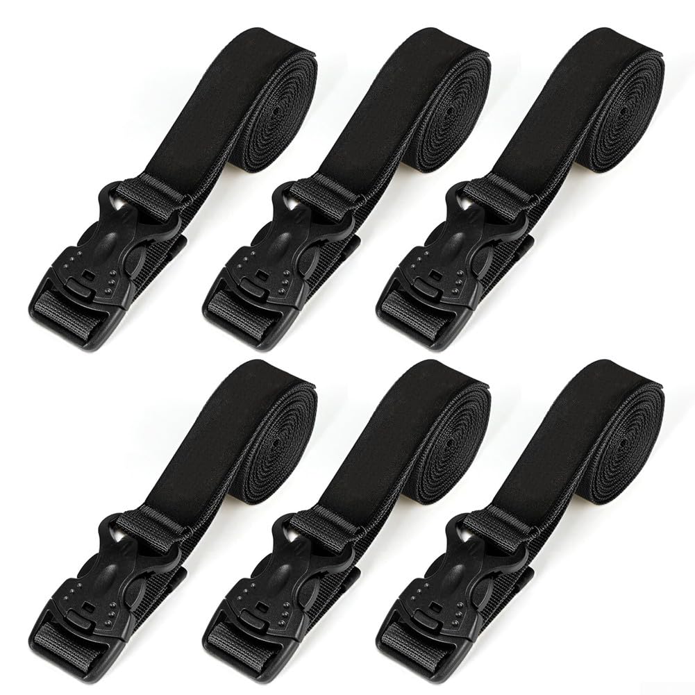 Zoegneer Gepäckgurte, für Outdoor-Camping, 128 kg, Zugkraft, Reiseausrüstung, Mehrzweck-Schnellaufbewahrung, Spanngurte (6 Stück, schwarz), 6 Stück von Zoegneer