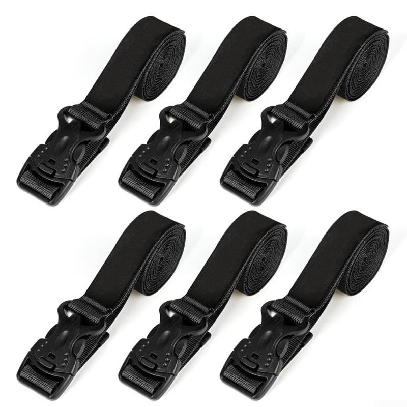 Zoegneer Gepäckgurte, für Outdoor-Camping, 128 kg, Zugkraft, Reiseausrüstung, Mehrzweck-Schnellaufbewahrung, Spanngurte (6 Stück, schwarz), 6 Stück von Zoegneer