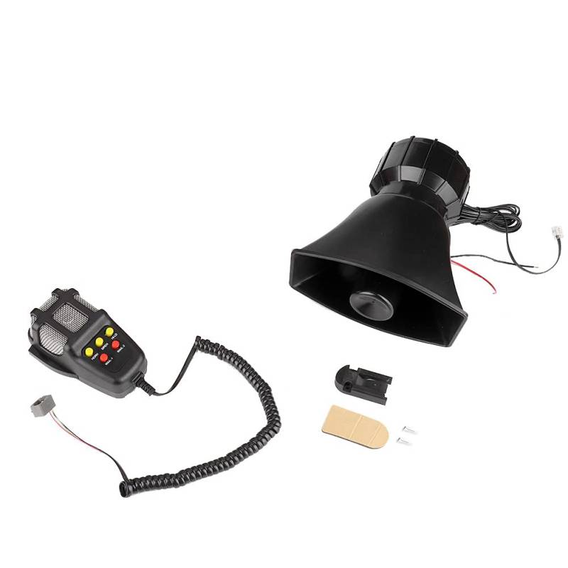 115–130 dB, superlauter 5-Ton-Warnalarm, Sirenenhorn, Lautsprecher mit Mikrofon, aus hochwertigem ABS, für die meisten 12-V-Autos, langlebig, verschleißfest und stoßfest, geringer von Zohisin