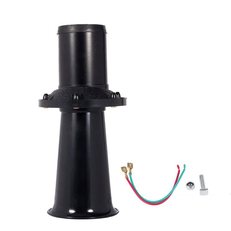 12V 110 dB Autowagen -LKW antike Vintage Old Style Horn Sirene Ahh Ooo Gah Ahooga Ooga Silber, der gute alte Erinnerungen zurückbringt und vom Hochleistungsmotor für laute Ausgabe (Schwarz) von Zohisin