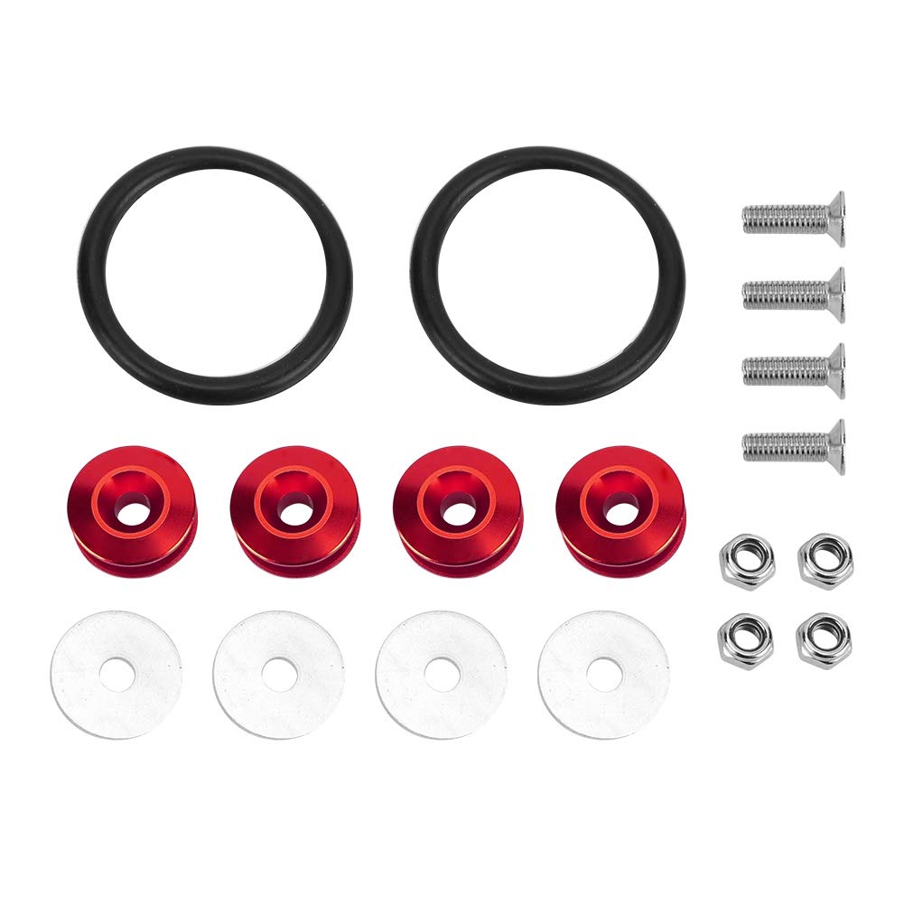 Buntes Schnellverschluss-Set aus Gummiringen, ideal für Stoßstangen, Kofferraumdeckel und Schmutzfänger. Hergestellt aus hochwertiger Luftfahrt-Aluminiumlegierung. Leicht und (Red) von Zohisin