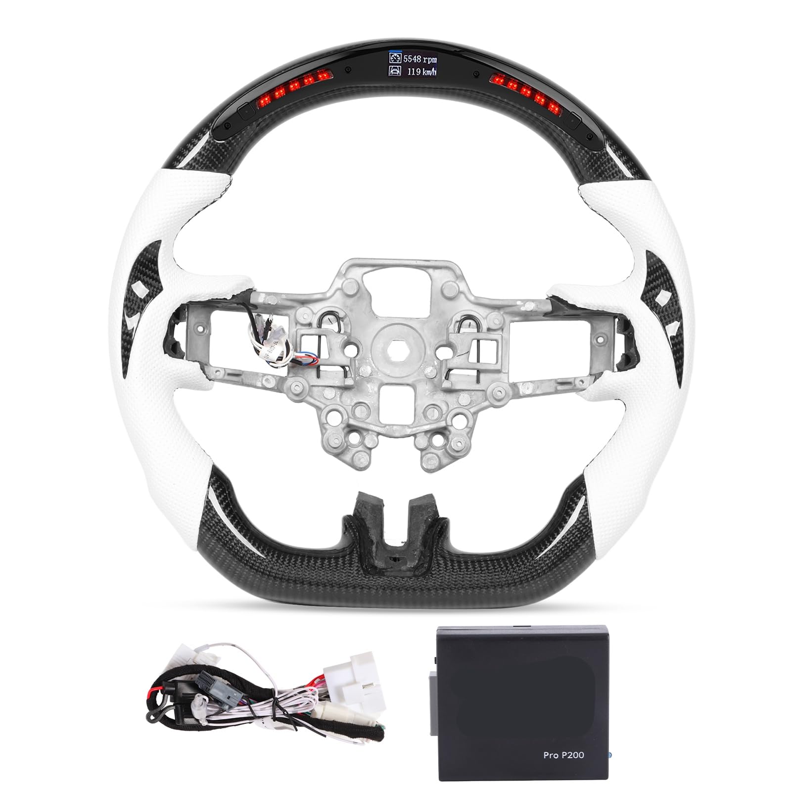 Carbon -Faser -LED -Schaltlichter Anzeige Lenkrad Perforatiertes Lederersatz für EcoBoost GT Shelby GT350 GT350R 2018 2021 mit einstellbarer RPM -LED -Farbfarbe LCD -Display Carbon -Faser -LED -Schaltlichter Anzeige Lenkrad Perforatiertes Lederersatz für EcoBoost GT Shelby GT350 GT350R 2018 2021 mit einstellbarer RPM -LED -Farbfarbe LCD -Display von Zohisin