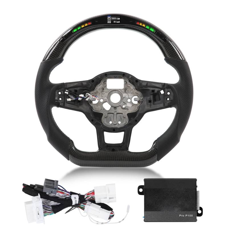 Carbon -Faser -LED -Schaltlichter Anzeigen Lenkrad Perforatiertes Lederersatz für R MK7 MK7 5 2013 2020 mit 5 LED -Sätzen auf jeder Seitenschichtanzeige und von Zohisin