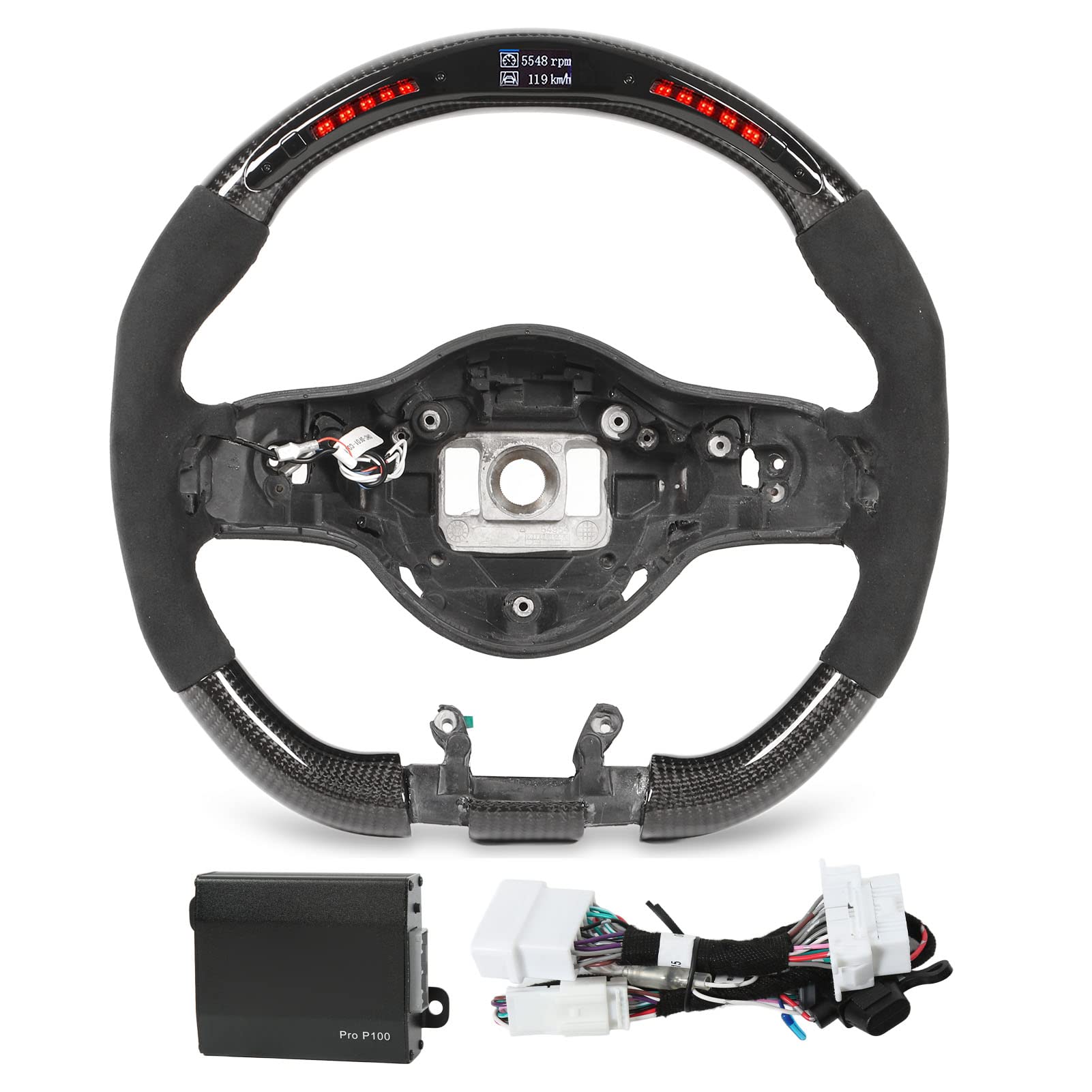 Carbon Fiber LED Display Shift Lights Steering Wheel Replacement for Multiple AMG Including 5 C63 E63 CL5 GLC63 GLE63 GLS63 Offering Adjustable RGB Color LED Shift Indicator von Zohisin