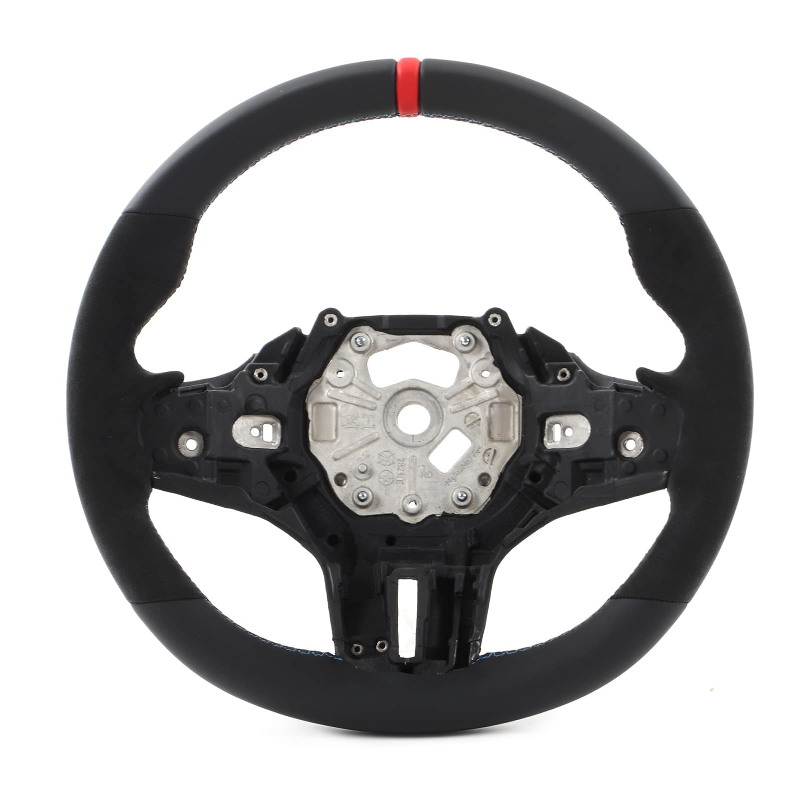 Lenkrad aus hochwertigem Wildleder mit Mtri-Nähten, Ersatz für M3 M4 G80 G82 G83 F4X G2X M Sport mit blauem 12-Uhr-Ring (Rote Ausrichtung Mark) von Zohisin