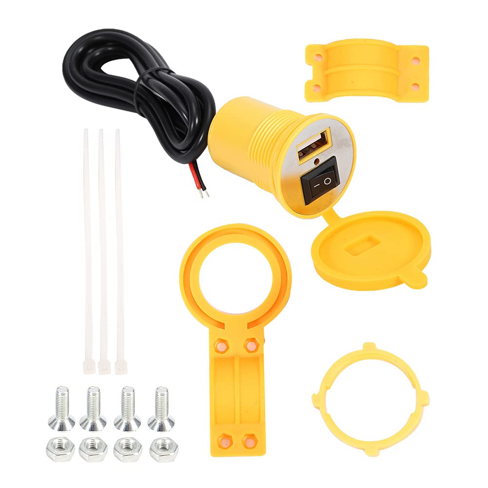 Motorradläden mit dem Handy Halter wasserdichtes USB -Ladegerät DC 12 V mit Schalter in drei Farben gelbrot und schwarz aus hochwertigem ABS -Material Verschleiß resistant (Gelb) von Zohisin