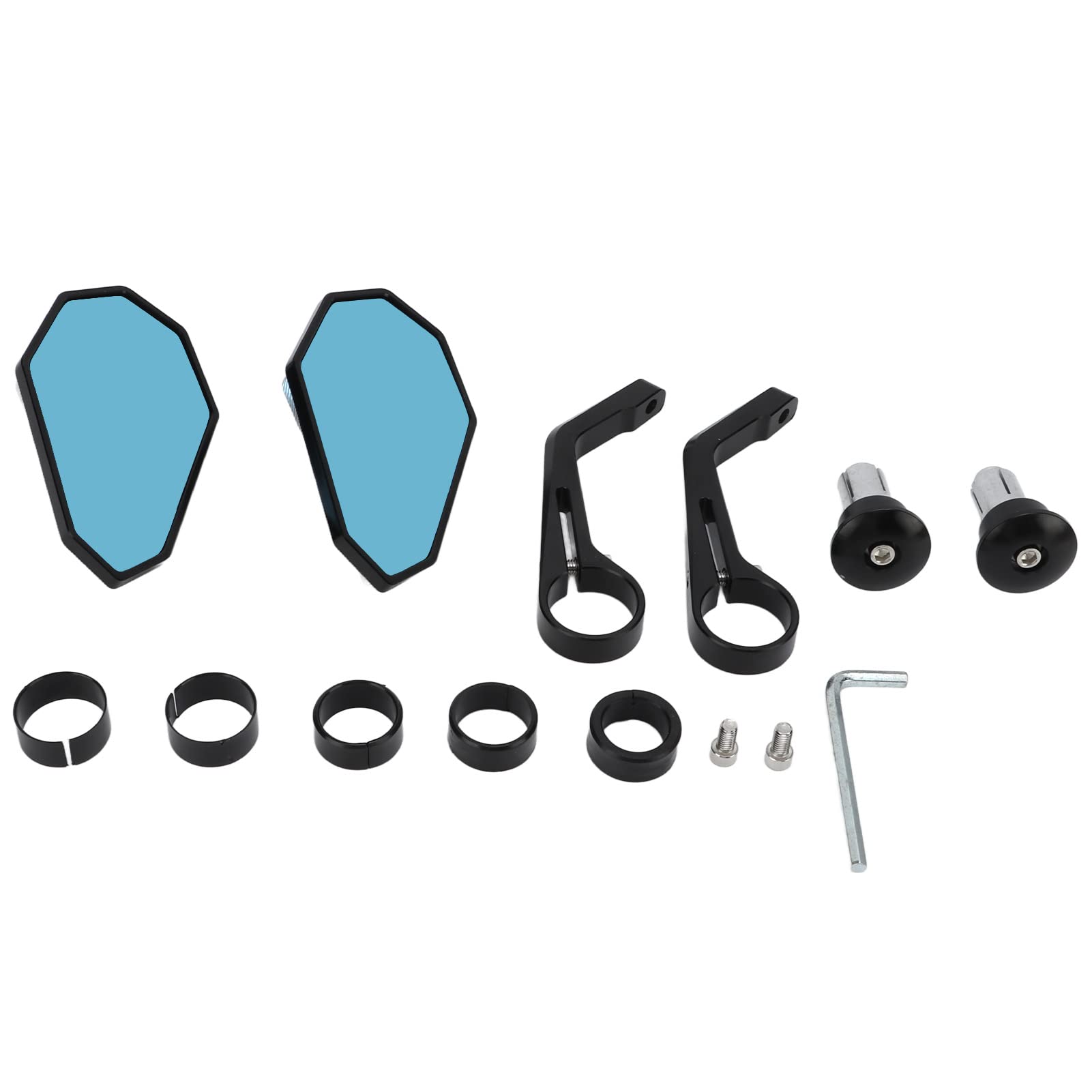 Paar Motorrad-Rückspiegel, Lenkerendmontage, links und rechts, flach, blau, blendfrei, universell, schwarz/weiß, für verschiedene Motorradmodelle konzipiert, mit weiter Sicht und (Schwarz und Weiß) Paar Motorrad-Rückspiegel, Lenkerendmontage, links und rechts, flach, blau, blendfrei, universell, schwarz/weiß, für verschiedene Motorradmodelle konzipiert, mit weiter Sicht und (Schwarz und Weiß) von Zohisin