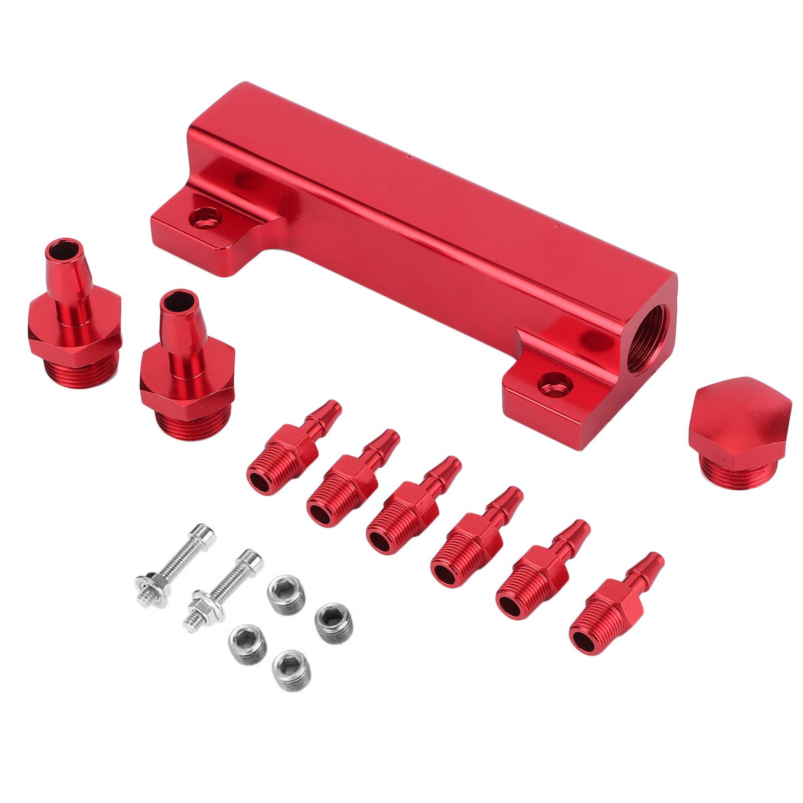 Universal 6 Port Vakuum Block Ansaugkrümmer Kit Brennstoff Gas Wastegate Turbo Boost (Red) von Zohisin