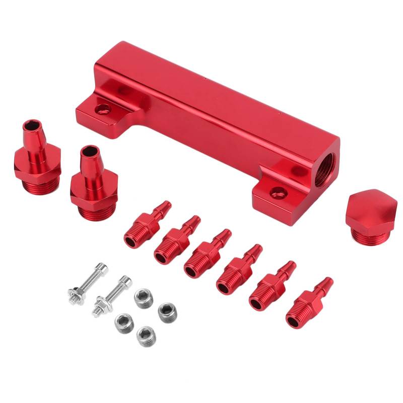 Universal 6 Port Vakuum Block Ansaugkrümmer Kit Brennstoff Gas Wastegate Turbo Boost (Red) von Zohisin