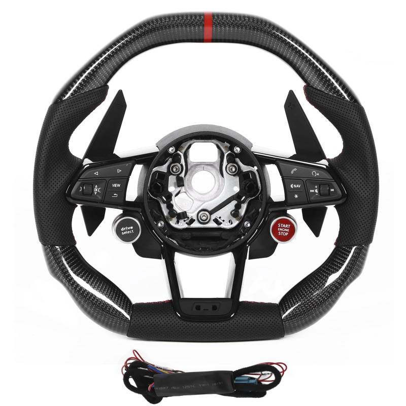 Upgrades auf dem neuen Kohlefaser -Lenkrad -Ersatz für R -Rs4 RS5 RS6 RS7 2010 2021 mit Startstop Buon Drive Select Buon 3K Carbonfaser 1mm Beschichtung Hochwärme -Toleranz Flat von Zohisin