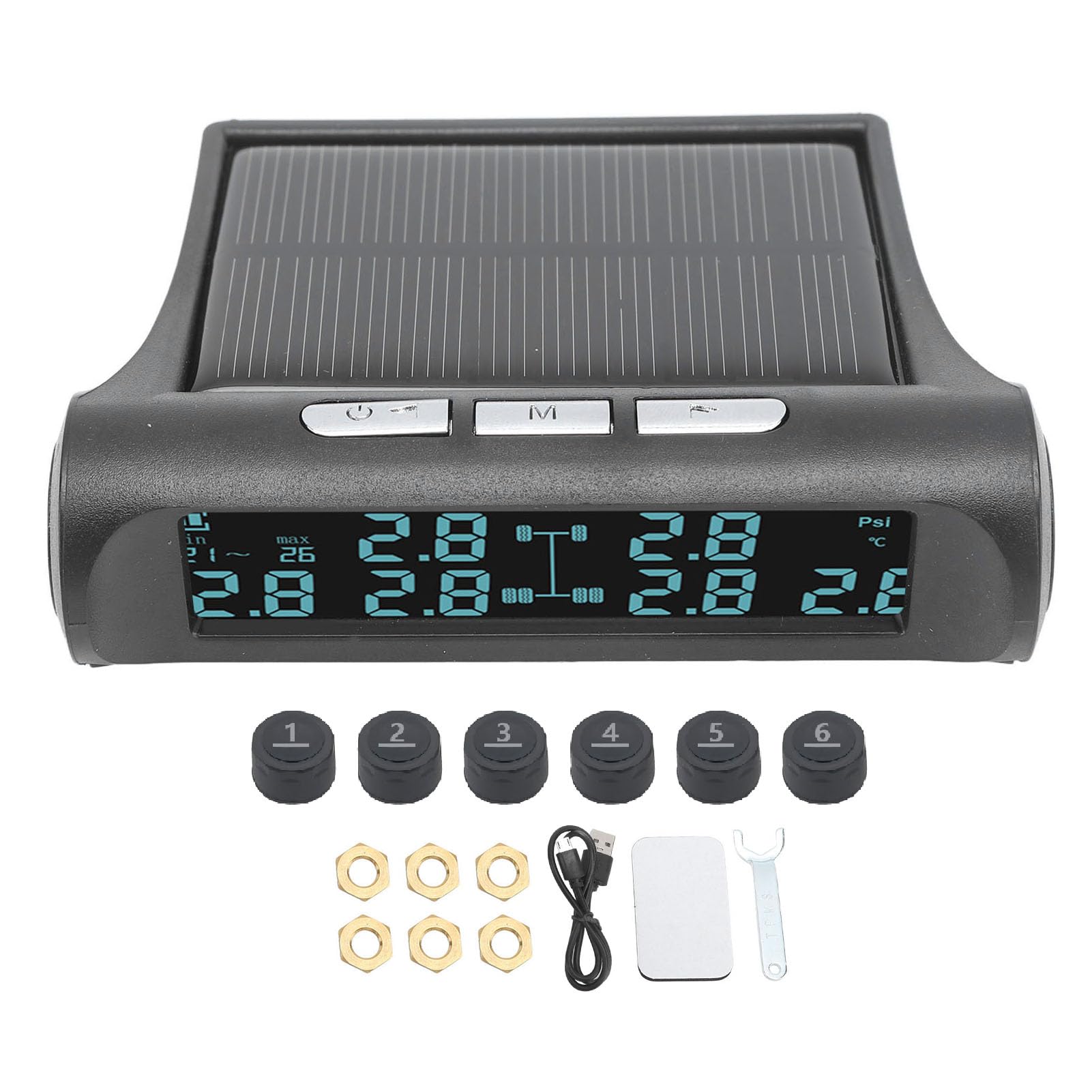 Wireless Solar Power TPMS LCD Display 6 Sensor -Reifendrucküberwachungssystem IP68 -Monitor für RV -Anhänger Van SUV -Packup -Bus mit genauen Drucktemperaturdaten Anzeigen Wireless Solar Power TPMS LCD Display 6 Sensor -Reifendrucküberwachungssystem IP68 -Monitor für RV -Anhänger Van SUV -Packup -Bus mit genauen Drucktemperaturdaten Anzeigen von Zohisin