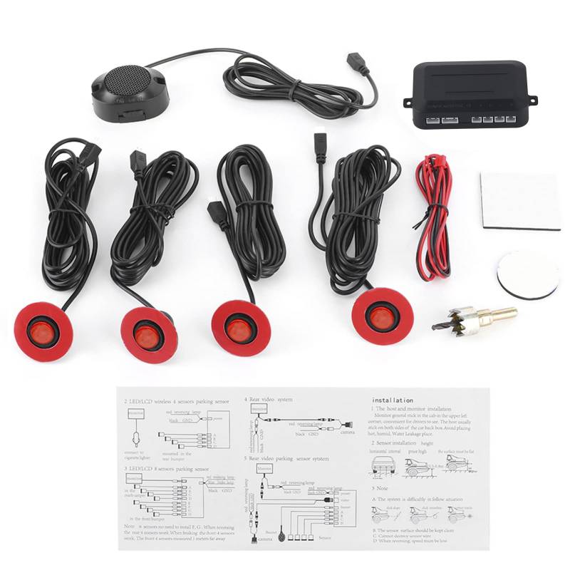 Zohisin 165 -mm -Auto -Backup -sensor -Umkehrhilfe mit Auxiliary -Kit im Auxiliary -Kit in blau rot grau silberweißen Schwarze Freams verwendet fortgeschrittener Chipsatz 0 2 5 m (Rot) von Zohisin