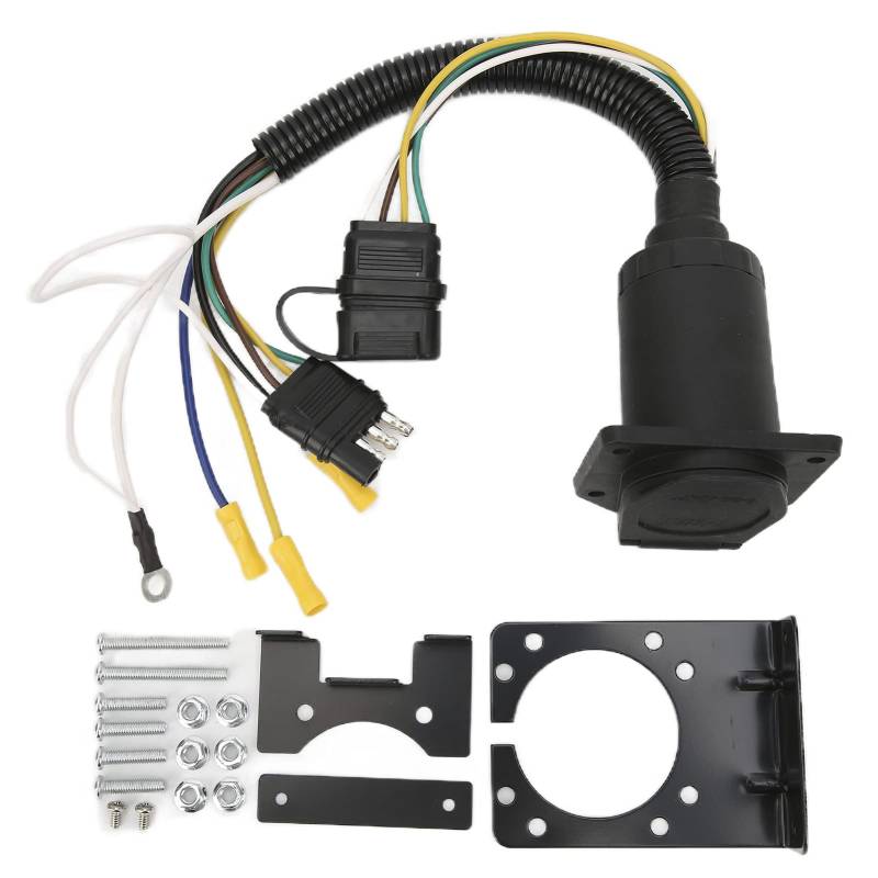 Zohisin Anhängerkabeladapter 4 Weg zum 7 -We -Runden -Anhänger -Anhänger -Stecker -Konverter -Adapter mit 4 Pin bis 7 Pin Montage -Halterung für RV von Zohisin