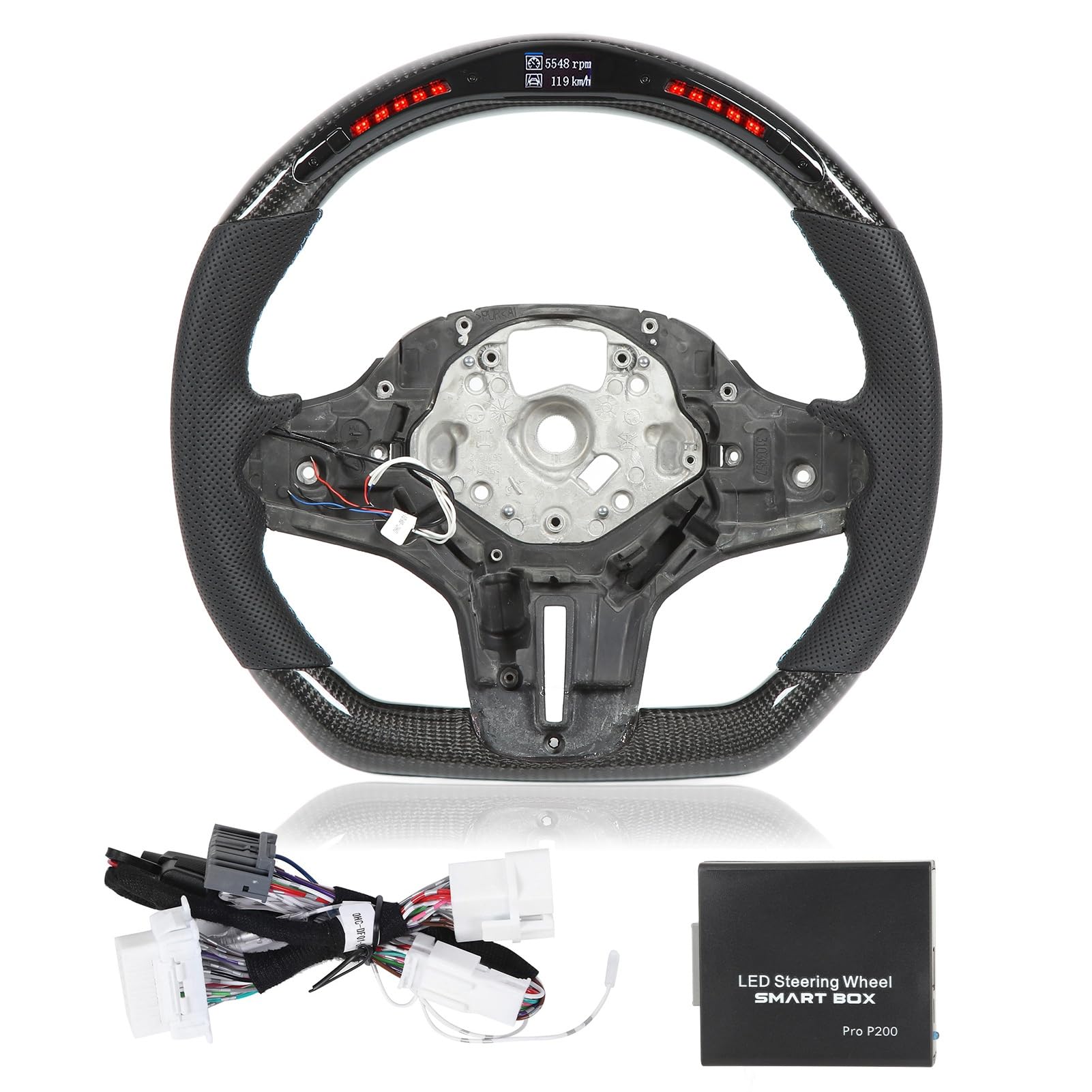 Zohisin Carbon -Faser -LED -Display -Schaltlichter Lenkradersatz Ersatz für M5 F90 2018 2022 mit flachem Rennsport -Design hochwertiger Kohlefaser und Nappa Perforated Ledermaterial Zohisin Carbon -Faser -LED -Display -Schaltlichter Lenkradersatz Ersatz für M5 F90 2018 2022 mit flachem Rennsport -Design hochwertiger Kohlefaser und Nappa Perforated Ledermaterial von Zohisin