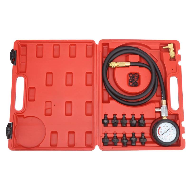 Zohisin Motor Öldruck Test Tool Kit Tester -Messgerät mit Toolbox Low Oil Warnung mit 90 -Grad -Kopplungsadapter Edelstahl und Gummi -Material sind mit Mehreren Adaptern für von Zohisin