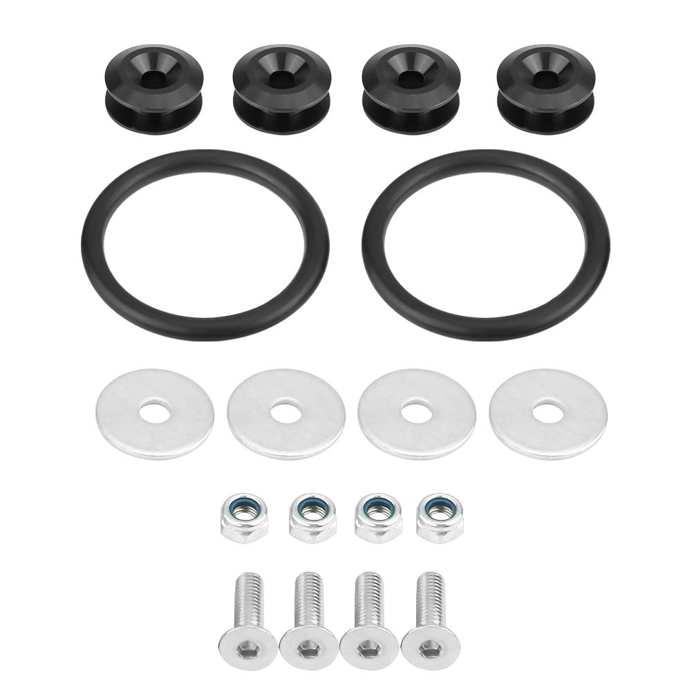 Zohisin Schnellfreisetzungsverschluss Wäschern Schrauben Set universell Schwarz für vordere Heck -Schlupflid -Stoßstangen aus Aluminiumlegierungen Anodiziertes Finish leichter (Black) von Zohisin