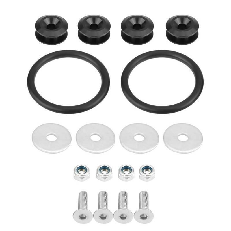 Zohisin Schnellfreisetzungsverschluss Wäschern Schrauben Set universell Schwarz für vordere Heck -Schlupflid -Stoßstangen aus Aluminiumlegierungen Anodiziertes Finish leichter (Black) von Zohisin