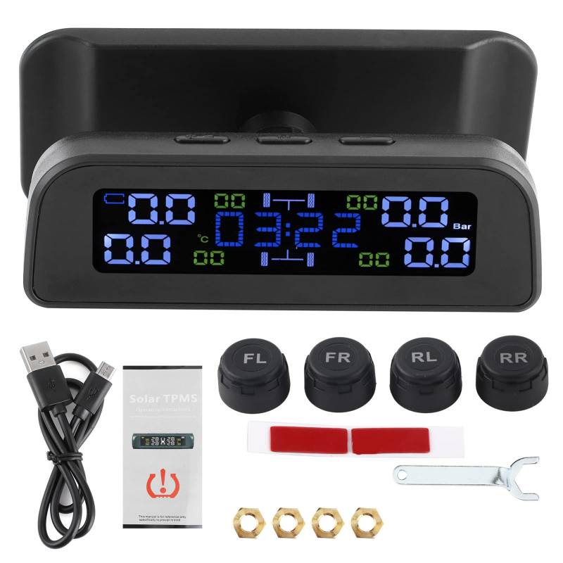 Zohisin Solar Power Tire Drucküberwachungssystem mit LCD -Anzeige und externem Sensor und Neuer Uhr für die Echtzeit -Erkennung von Reifendruck und Temperatur High Definition LCD von Zohisin