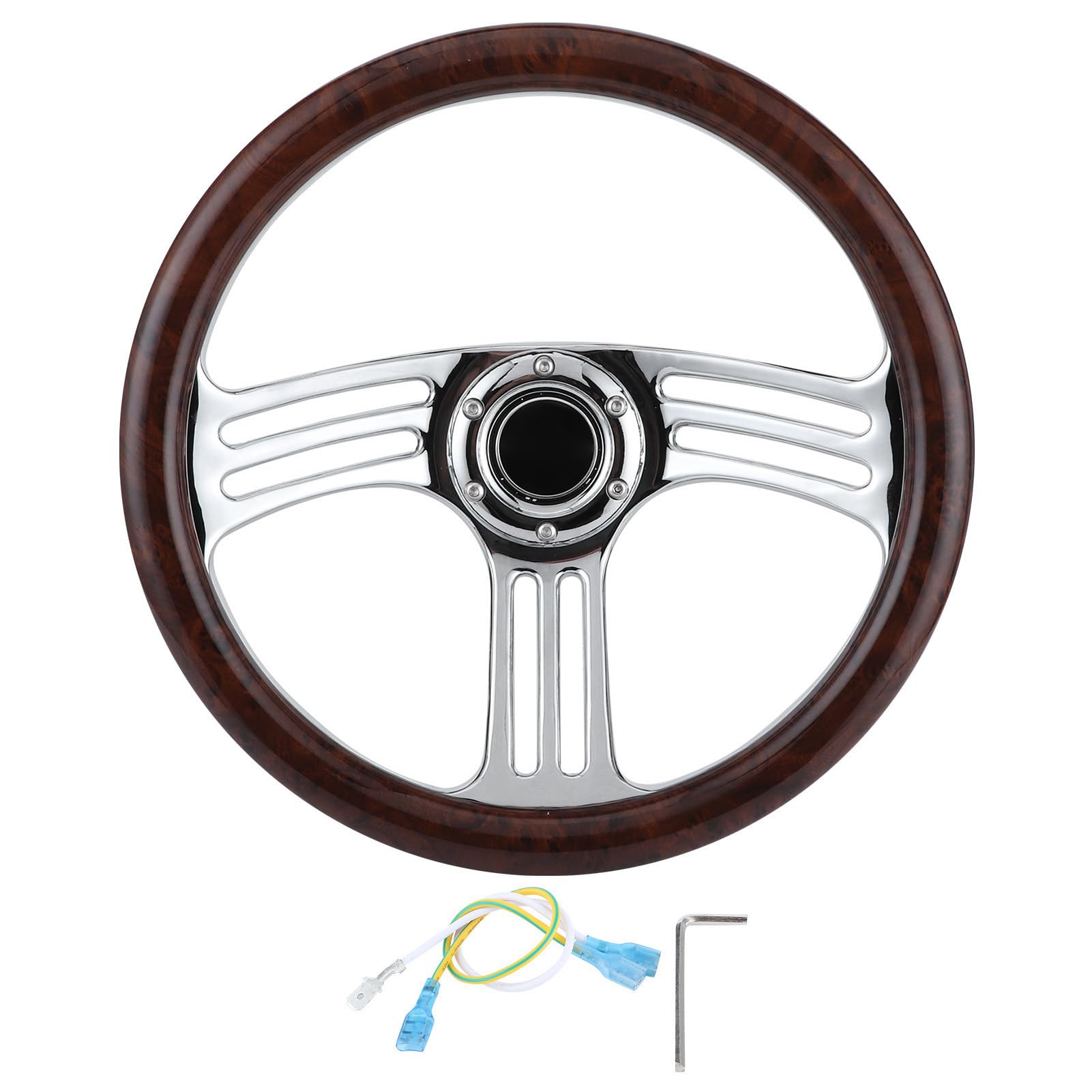 Zohisin Vintage 350 mm/14 Zoll dunklem Holz Griff 6-bolt 3-speichen Lenkrad Zohisin Vintage 350 mm/14 Zoll dunklem Holz Griff 6-bolt 3-speichen Lenkrad von Zohisin