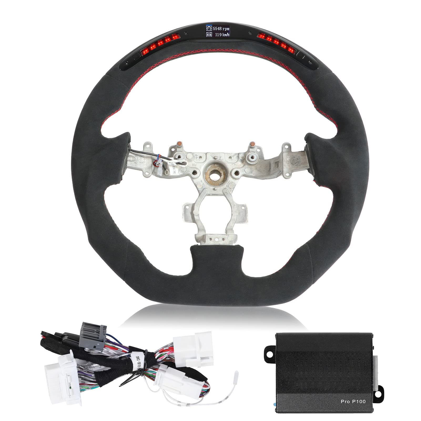 Zohisin Wildleder-LED-Anzeige, Schaltlichter, Lenkradersatz für GTR R35 2009–2016, mit 20 LED-Leuchten, roten Nähten, Flacher Unterseite, D-Typ-Renndesign, einstellbare Geschwindigkeit Zohisin Wildleder-LED-Anzeige, Schaltlichter, Lenkradersatz für GTR R35 2009–2016, mit 20 LED-Leuchten, roten Nähten, Flacher Unterseite, D-Typ-Renndesign, einstellbare Geschwindigkeit von Zohisin