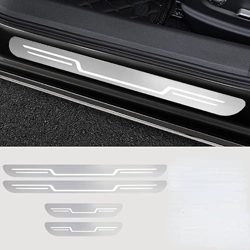 4 Stück Auto Edelstahl Einstiegsleisten Schutz für Skoda Rapid (2012) 2012-2017, Edelstahl Aufkleber Kantenschutz Styling Tuning Zubehör(Silver) von Zolytrax