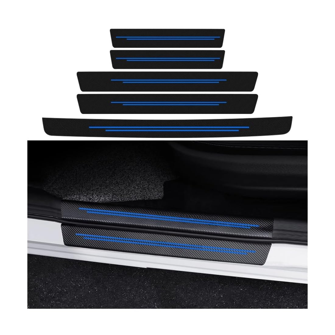 5 Stück Auto Einstiegsleisten Schutz für Opel Signum Bj. 2003-2008, Auto Einstiegsleisten Schutz Einstiegsleisten Karbonfaser Einstiegsleisten(Blue) von Zolytrax