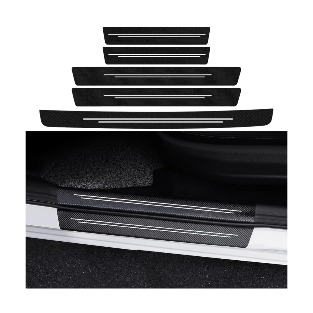 5 Stück Auto Einstiegsleisten Schutz für Subaru WRX Hatchback 2007-2011, Auto Einstiegsleisten Schutz Einstiegsleisten Karbonfaser Einstiegsleisten(White) von Zolytrax